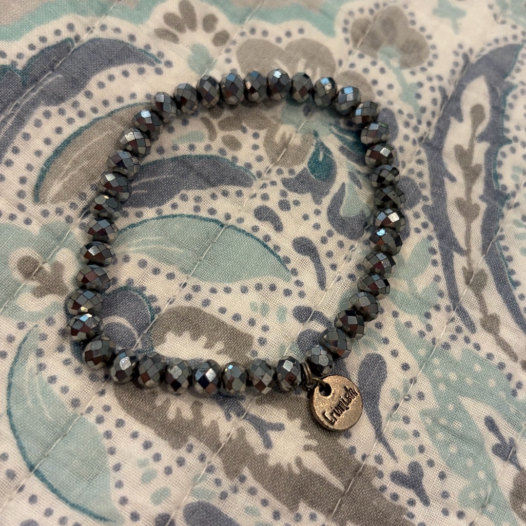 Erimish SilverGray Beaded Bracelet With Charm 8$